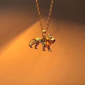 Gold Tone "Lion" Pendant with Chain